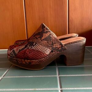 Leather Snake-Print Rachel Comey Clogs